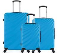 wave paris - lot de 3 - valise grand format, valise weekend et valise cabine danube - bleu bleu