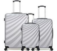 wave paris - lot de 3 - valise grand format, valise weekend et valise cabine danube - gris gris