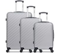 wave paris - lot de 3 - valise grand format, valise weekend et valise cabine lena - gris gris G