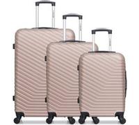 wave paris - lot de 3 - valise grand format, valise weekend et valise cabine lena - rose dore rose dore G