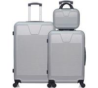 wave paris - lot de 3 - valise grand format, valise weekend et vanity selenga - gris gris G
