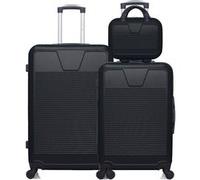 wave paris - lot de 3 - valise grand format, valise weekend et vanity selenga - noir noir G