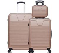 wave paris - lot de 3 - valise grand format, valise weekend et vanity selenga - rose dore rose dore G