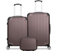 wave paris - lot de 3 - valise grand format, valise weekend et vanity tage - marron marron G