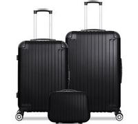 wave paris - lot de 3 - valise grand format, valise weekend et vanity tage - noir noir G