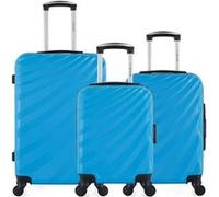 wave paris - lot de 3 - valise weekend, valise cabine et valise cabine xxs danube - bleu bleu