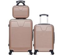 wave paris - lot de 3 - valise weekend, valise cabine et vanity selenga - rose dore rose dore G