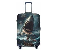 Wave Sailboat Shark Housses de bagage de voyage élastiques 45,7 à 81,3 cm, noir, L