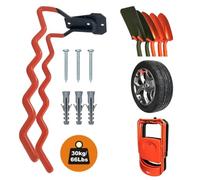 Wave Shape Steel Utility Mount Hanger Scooter Bike Tool Shed Storage Rack | Heavy Duty Steel Construction Features Wave Shaped Anti Slip Rubber Coating Securely Holding Heavy Tools Without Slipping