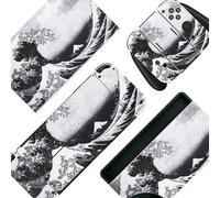 Wave Switch Skin Vinyl Sticker Cute Ocean Water Japanese Painting Compatible With Nintendo Switch Oled (Switch Oled,Gray),(Skin-Oled-Wellen)