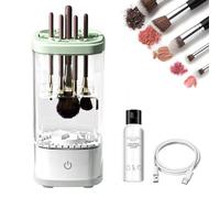 Wavearnn Electric Makeup Brush Cleaner, Wavearnn 2-in-1 Electric Makeup Brush Automatic Cleane, Washing, Air-Drying, For Deep Cleaning All Types Of Brushes Set (White,Charge)