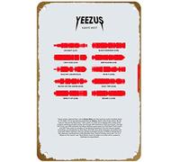 Waveform Albums Yeezus by Kanye West Poster vintage en métal avec logo Famille Club Bar Café Chambre Décoration murale Cadeau 20,3 x 30,5 cm