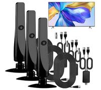 Wavemax TV Antenna 2025 Digital HDTV Indoor Outdoor Amplified, Portable Broad Wave Beam Television Receiver Portable Suction Cup Plug Play, Support 8k 4k 1080 for Campers(3pcs)