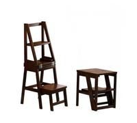 Wavensylvo Bamboo Convertible Step Stool, 3 Tier Flip Step Ladder, Walnut | 2-in-1 flip design switches between step ladder and side table, solid bamboo build for multi-scenario home use.