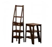 Wavensylvo Bamboo Convertible Step Stool, 3 Tier Flip Step Ladder, Walnut | 2-in-1 flip design switches between step ladder and side table, solid bamboo build for multi-scenario home use.