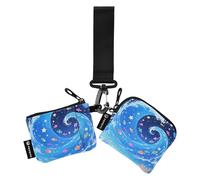 Waves and Colorful Fish Lot de 2 portefeuilles doubles pour femme avec dragonne pour cartes de visite Format compact avec dragonne