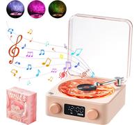 Waves Bluetooth Vinyl Speaker with RGB Light and Water Wave Effect,Stereo Sound 3 Modes Sleep Aid with 4 Nature Sounds,Support TF Card and AUX Mode (Pink)