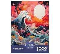 Waves de Style Japonais Puzzle 1000 Pieces Cadeau Unique Jeu Éduchatif Challenge Toy À De Qualité Supérieure Peinture Art pour Adultes Et Enfants À Partir De 12 Ans 38x26cm/1000pcs
