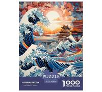Waves de Style Japonais Puzzle 1000 Pièces Educa Jouet en Bois Cadeau Unique De l'art De La Décoration Jeu Éduchatif Challenge Toy Adultes & Enfants des 14 Ans 70x50cm/1000pcs