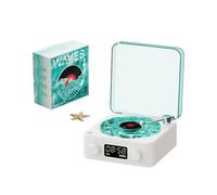 Waves Haut,Parleur Bluetooth Vintage, Lecteur Stéréo Portable avec Veilleuse et Affichage de L'Heure pour Chambre Bureau Fête - 1500 mAh Batterie Intégrée