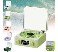 Waves Haut-Parleur Vinyle Vintage Bluetooth avec LumièRe Rvb Et Effet Vagues d'eau, Portable Wireless Enceinte Vinyle, Son StéRéO 3 Modes D'Aide Au Sommeil, avec LumièRe Et Heure RéGlables (Vert)