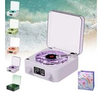 Waves Haut-Parleur Vinyle Vintage Bluetooth avec LumièRe Rvb Et Effet Vagues d'eau,Portable Wireless Enceinte Vinyle,Son StéRéO 3 Modes D'Aide Au Sommeil,avec LumièRe Et Heure RéGlables (Violet)