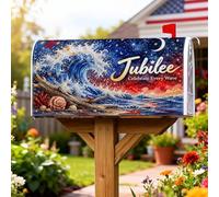 Waves Housses magnétiques de boîte aux lettres en bois flotté pour décoration de jardin, cour, 45,7 x 53,3 cm