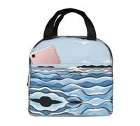 Waves lapping at the rocks Boîte à déjeuner pour homme et femme - Sac à déjeuner réutilisable pour homme et femme - Petite boîte à déjeuner isotherme.