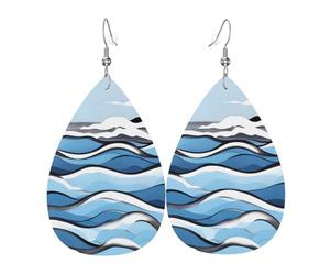 Waves Lapping At The Rocks Boucles d'oreilles en cuir pour femme, adaptées pour un usage quotidien, les trajets et les voyages.