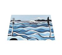 Waves Lapping at The Rocks Nappe de table en PVC tissé 45,7 x 30,5 cm antidérapant