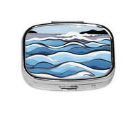 Waves Lapping at The Rocks Pilulier carré léger et portable, avec 2 inserts en plastique, convient pour le transport dans les poches ou les portefeuilles.