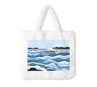 Waves lapping at the rocks Sac à main en peluche pour femme - Parfait pour les clés, le rouge à lèvres et plus encore - Cadeau idéal pour Noël, la Saint-Valentin