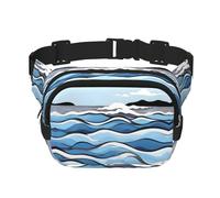 Waves lapping at the rocks Sac banane imprimé à la mode, sac messager unisexe, sac banane de voyage à la mode, noir, taille unique