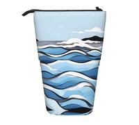 Waves Lapping at The Rocks Trousse à crayons extensible en tissu Oxford multi-design réglable en hauteur