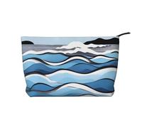 Waves Lapping at The Rocks Trousse à maquillage tendance en velours côtelé avec fermeture éclair Convient pour les voyages, le camping et une utilisation quotidienne