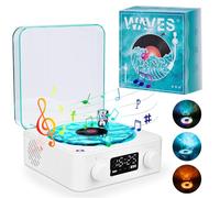 Waves Lecteur de Vinyle Avec Haut-Parleur Bluetooth, Aqua, Compatible TF et AUX - Nouveau Modèle 2024