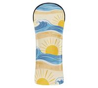 Waves Sun Summer Beach Golf Couvre-club en cuir de qualité supérieure imperméable avec étiquette numérotée pour conducteur de golf hybride bois de parcours