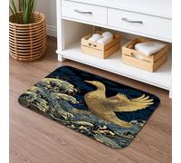 Waves Tapis de bain à séchage rapide, absorbant, antidérapant, moderne, en mousse à mémoire de forme, lavable, pour décoration de salle de bain, bleu océan, 40,6 x 61 cm