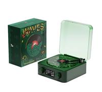Waves Tourne-Disque Vintage, Le Lecteur Waves avec Veilleuse et Affichage de L'heure, Haut-Parleur Bluetooth Vintage, Lecteur CD Stéréo Portable pour Chambre à Coucher, Bureau,