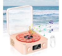 Waves Vinyl Player, Bluetooth Speaker, Wireless Bluetooth Speaker With Rgb, Retro Vinyl Record Player, Stereo Speaker, Sleep Aid For Bedroom, Office, Party, Pink