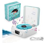 Waves Vinyl Player, Haut-Parleur Bluetooth avec Bruit Blanc et Effet Lumineux des Vagues d'eau, 4 Sons Naturels, chambre, bureau