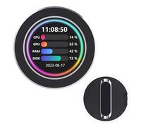 Waveshare 2.1inch USB Monitor Round IPS Panel - Water Cooler/PC Case Secondary Display With 480×480 Resolution, Music Spectrum Analysis, CNC Black Metal Case