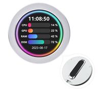 Waveshare 2.8inch USB Monitor Round IPS Panel Screen/PC Case Secondary Screen/Desktop RGB Ambient, 480×480 Resolution, Music Spectrum Analysis, CNC Silver Metal