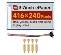 Waveshare 3.7inch E-Paper Display, E-Ink Display with Driver Board, 416 × 240 Pixels, Red/Yellow/Black/White, SPI Interface, Standard Raspberry Pi 40PIN GPIO Header