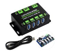 Waveshare 4-Ch USB 3.2 Gen1 HUB, Metal Case with Wall-Mount Support, Driver-Free, Plug-and-Play, Compatible with Windows/Mac OS/Linux/Android, etc