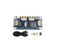 Waveshare 4 Port USB HUB Hubs Hat Compatible with USB2.0 1.1 for Raspberry Pi Zero/Zero W/4B/3B/3B+, Serial Debugging Onboard USB to UART