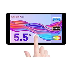 Waveshare 5.5inch HDMI AMOLED Display 1920x1080 Resolution Capacitive Touch Screen with Toughened Glass Cover Supports Multi Systems Raspberry Pi 4