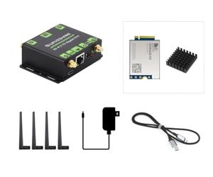 Waveshare 5G M.2 to Gigabit Ethernet Converter with 5G Module, 5G M.2 to USB3.1, Aluminum Alloy Case, Wall-Mount Support, Four Antennas for Networked Medical Treatment, Intelligent Agriculture, etc