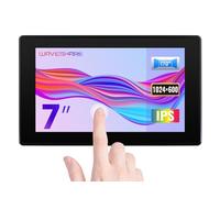 Waveshare 7inch IPS Capacitive Touch Screen with Case 1024x600 Pixel LCD Display with Toughened Glass Cover for Raspberry Pi/PC Windows, Support Software Configurable Resolution (up to 1920x1080)