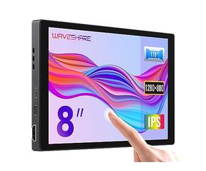 Waveshare 8inch Capacitive Touch Display, Wide Color Gamut,1280×800,Optical Bonding Toughened Glass Panel, HDMI/Type-C Display Interface,with Audio,Computer Dual Screen for Collaborative Processing